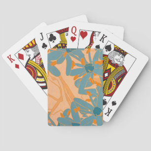 Contemporary Leaf Design in Peach Playing Cards
