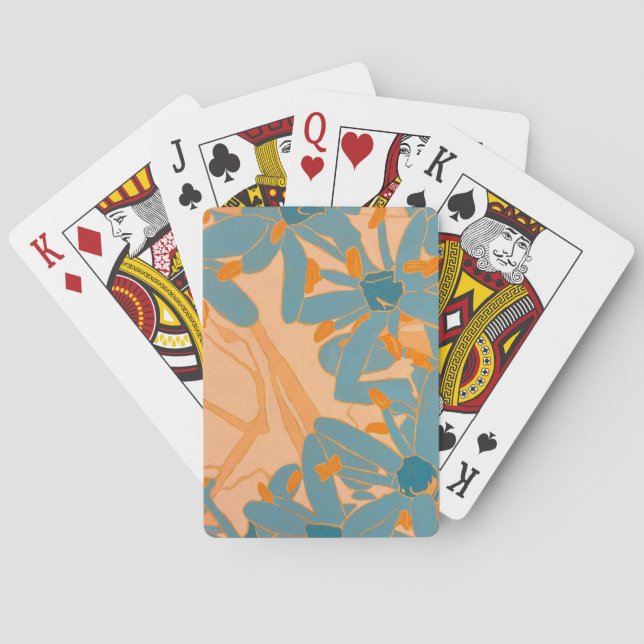 Contemporary Leaf Design in Peach Playing Cards (Back)