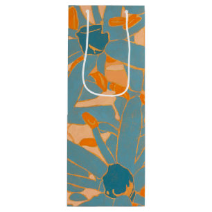 Contemporary Leaf Design in Peach Wine Gift Bag