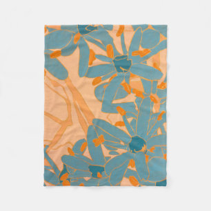 Contemporary Leaf Design Peach Fleece Blanket