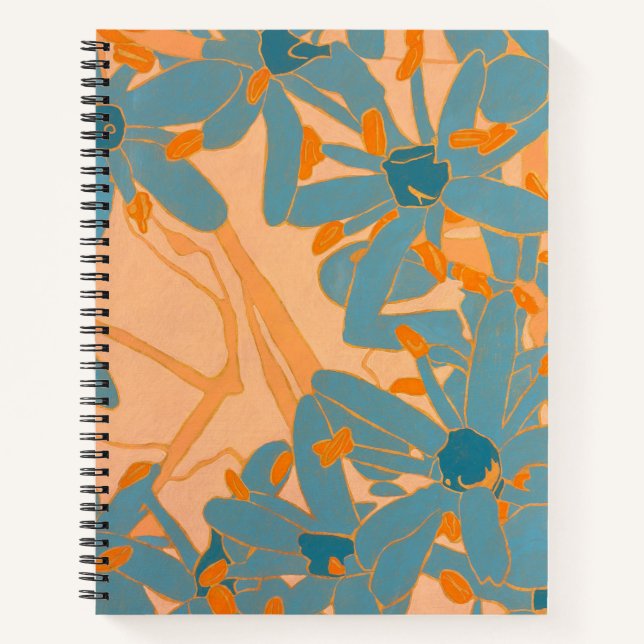 Contemporary Leaf Design Peach Notebook (Front)