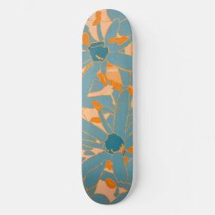 Contemporary Leaf Design Peach Skateboard