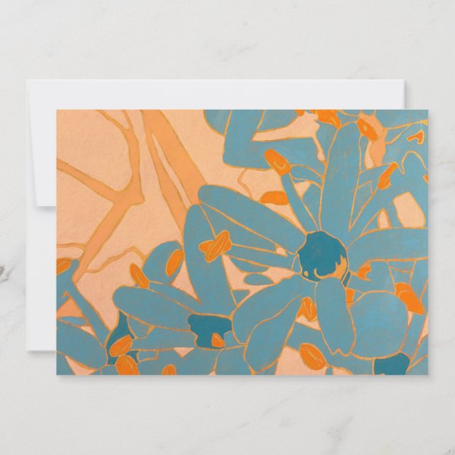 Contemporary Leaf Design Peach Thank You Card (Back)