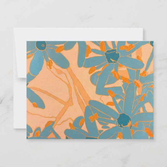 Contemporary Leaf Design Peach Thank You Card (Front)