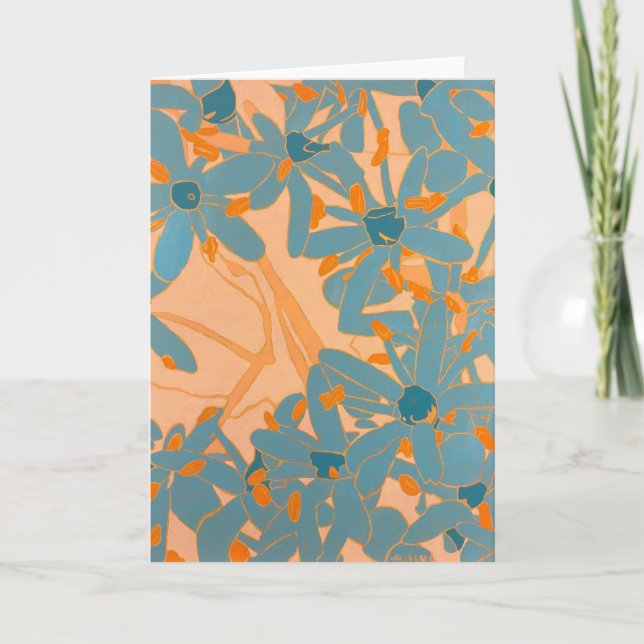 Contemporary Leaf Design Peach Thank You Card (Front)