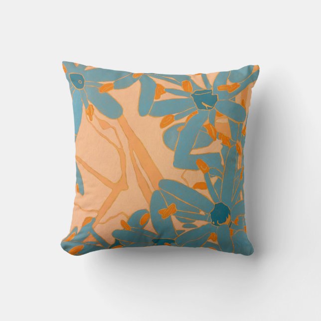 Contemporary Leaf Design Peach Throw Pillow (Front)