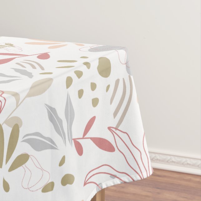 Contemporary Leaves Grey, Brown, Rust Tablecloth (In Situ)