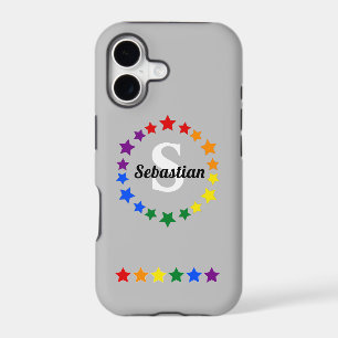 Contemporary LGBT Gay Pride Stars Monogram & Name 