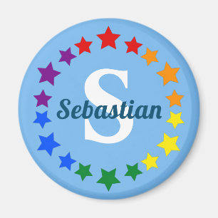 Contemporary LGBT Gay Pride Stars Monogram & Name Magnet