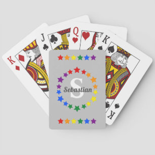 Contemporary LGBT Gay Pride Stars Monogram & Name  Playing Cards