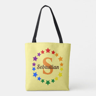 Contemporary LGBT Gay Pride Stars Monogram & Name Tote Bag