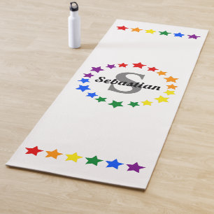 Contemporary LGBT Gay Pride Stars Monogram & Name Yoga Mat