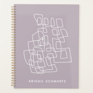 Contemporary Lilac Abstract Line Art Personalized Planner
