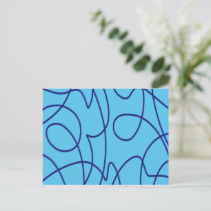 Contemporary Line Art in Blue Postcard