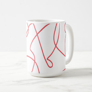 Contemporary Line Art: Red and White Coffee Mug