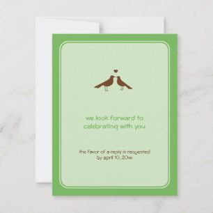 Contemporary love birds green wedding response invitation