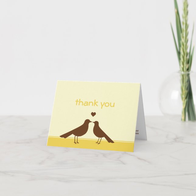 Contemporary love birds yellow brown thank you (Front)