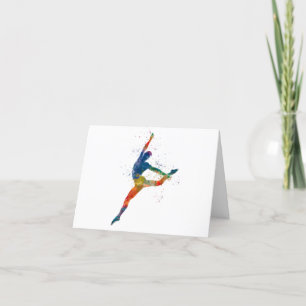 Contemporary male dance in watercolor thank you card
