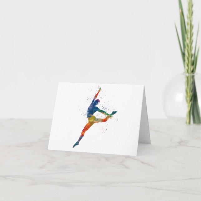 Contemporary male dance in watercolor thank you card (Front)