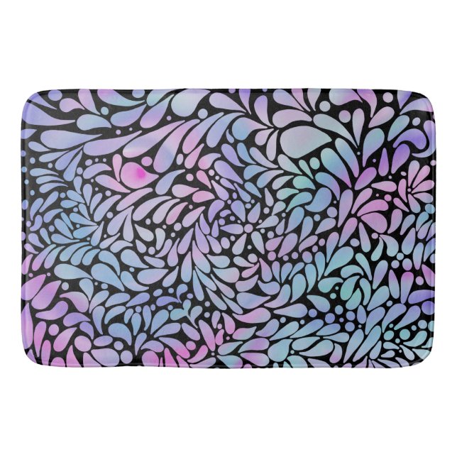 Contemporary mermaid coloured petals  bath mat (Front)