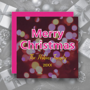 Contemporary Merry Christmas Modern Pink Card