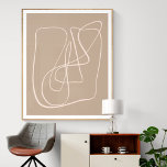 Contemporary Minimalist Abstract Taupe Brown Line  Poster<br><div class="desc">Modern and minimalist,  this contemporary artwork features an abstract line drawing in taupe brown.</div>