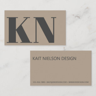 Contemporary Minimalist Bold Monogram Taupe Grey Business Card