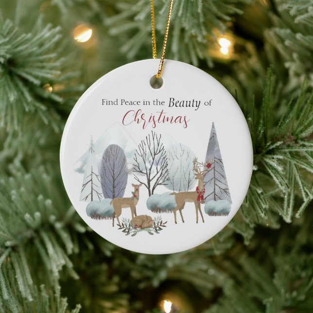 Contemporary Minimalist Christmas Personalized Ceramic Ornament (Tree)