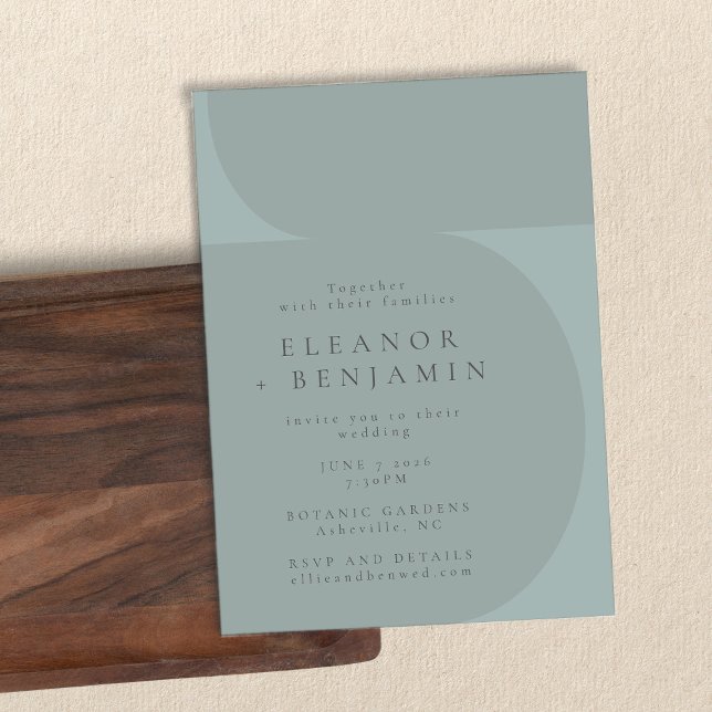 Contemporary Minimalist Colour Block Teal Wedding Invitation (Creator Uploaded)