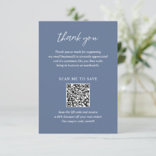 Contemporary Minimalist Dusty Blue Modern Business Thank You Card