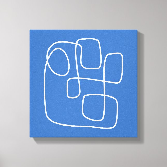 Contemporary Minimalist Line Art Drawing in Blue Canvas Print (Front)