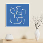 Contemporary Minimalist Line Art Drawing in Blue Poster<br><div class="desc">Contemporary Minimalist Line Art Drawing in Blue Wall Art Poster</div>