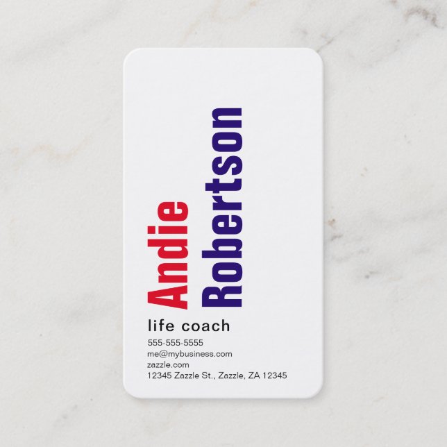 Contemporary Minimalist red purple Business Card (Front)