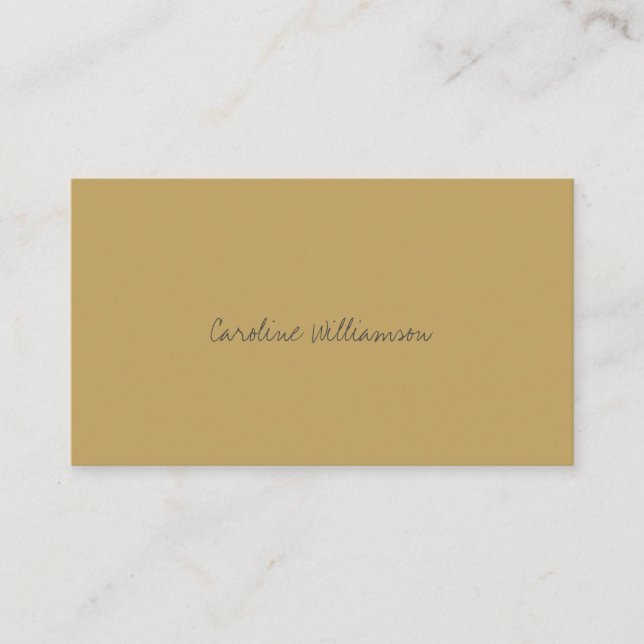 Contemporary Minimalist Script Name Mustard Yellow Business Card (Front)