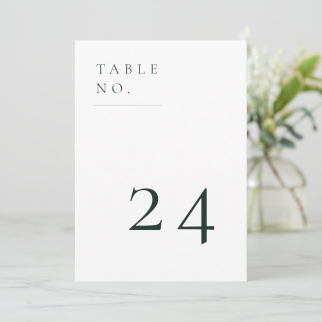 Contemporary Minimalist Table Number Card (Standing Front)