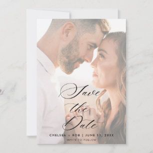 Contemporary Minimalist Wedding Photo Save the Dat Date