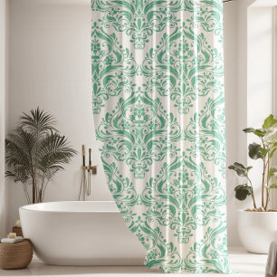 Contemporary Mint Green Damask Pattern
