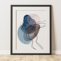 Contemporary Modern Abstract Art Blue Pink Black