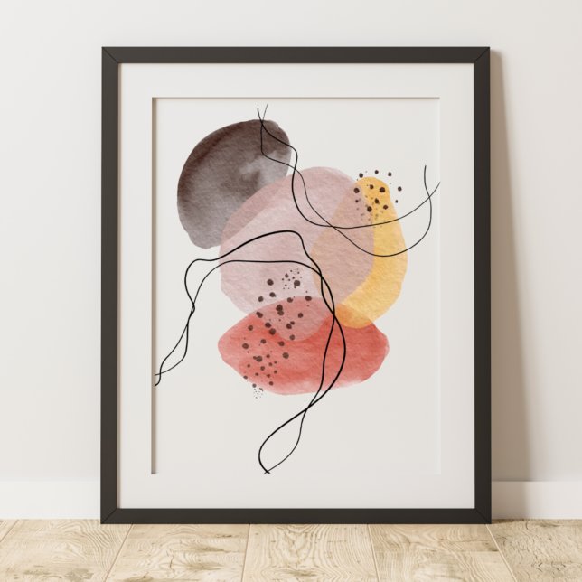 Contemporary Modern Abstract Art Pink Yellow Black Poster (Creator Uploaded)