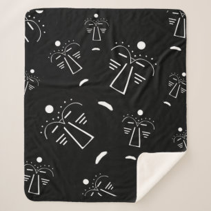 Contemporary Modern Abstract black face art Sherpa Blanket