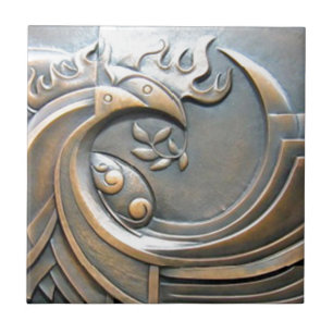contemporary modern abstract tribal bronze art tile