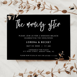 Contemporary modern black After wedding brunch Invitation