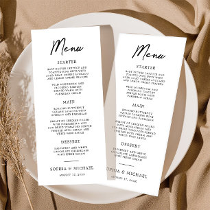 Contemporary Modern Black And White Wedding Menu
