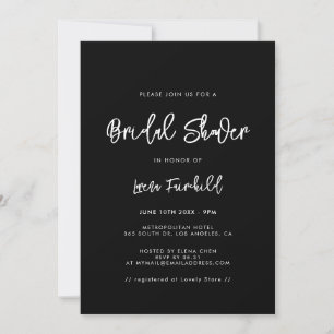 Contemporary modern black Bridal shower Invitation