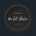 Contemporary modern black Bridal Shower Paper Plate<br><div class="desc">A bold and trendy typography for your party stationery,  simple yet elegant with a black and white theme. Fully customizable: you can change the colours of the font and background if needed.</div>
