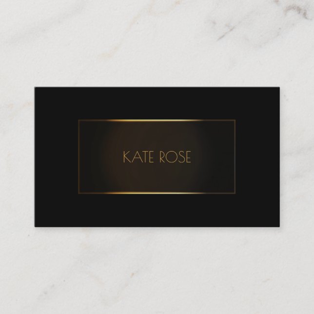 Contemporary Modern Black Gold Frame Vip Business Card (Front)