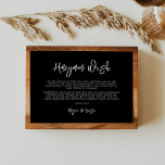 Contemporary modern black Honeymoon wish Enclosure Card<br><div class="desc">A bold and trendy typography for your wedding stationery,  simple yet elegant with a black and white theme. Fully customizable: you can change the colours of the font and background if needed.</div>