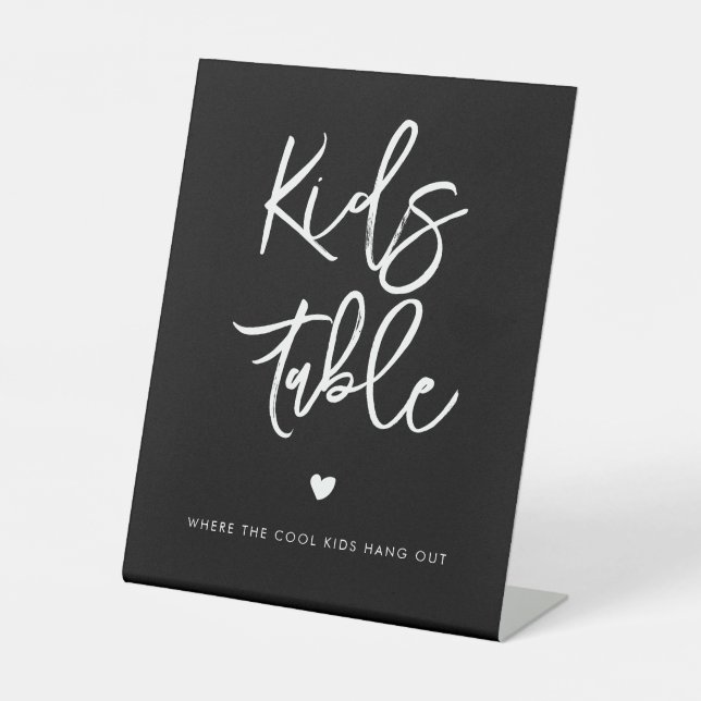 Contemporary modern black Kids table wedding Pedestal Sign (Front)