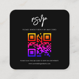 Contemporary modern black QR code RSVP response Enclosure Card