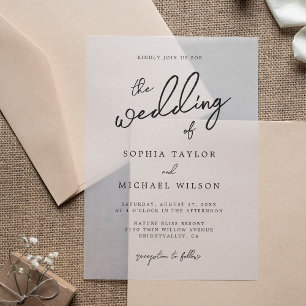 Contemporary Modern Black Wedding Acrylic Invitations